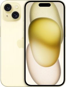 Teléfono Apple Iphone 15. Color Amarillo (Yellow). 6 GB de RAM. 128 GB de Memoria Interna. Pantalla Super Retina XDR OLED de 6,1''. Cámara principal de 48 MP. Smartphone completamente libre.