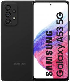Teléfono Samsung Galaxy A53 (A536), 5g. Color Negro (Black) 128 GB de Memoria Interna, 6 GB de RAM. Dual Sim. Pantalla Super AMOLED de 6,5". Cámara principal de 64 MP. Smartphone completamente libre.