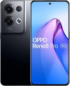 Teléfono Oppo Reno 8 Pro, Color Negro (Glazed Black), 256 GB de Memoria Interna, 8 GB de RAM, Pantalla AMOLED con resolución FHD+ de 6,7". Cámara de 50+8 MP, Selfie de 32MP. Smartphone libre.