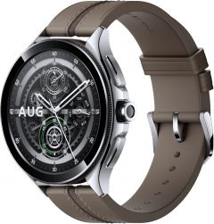 Reloj Xiaomi Watch 2 Pro 4G (LTE) Smartwatch - Correa de Cuero Ajustable 135-205 mm, Color Plata/Marrón. Pantalla AMOLED HD de 1,43". Autonomía de 72 Horas con ''Always-on-display. Versión Global.
