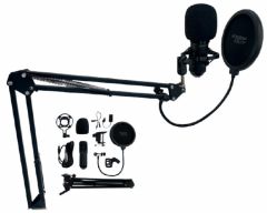Microfono profesional+ con accesorios keep out xmicpro kit usb control de ganancia entrada de auriculares filtro cardiole brazo articulado