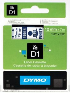 DYMO D1 - Etiquetas estándar - Azul sobre blanco - 12mm x 7m