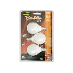 Pack de 3 bombillas LED G45, esféricas, E-14, 230VAC  Electro Dh 81.166/CAL 8430552147182 