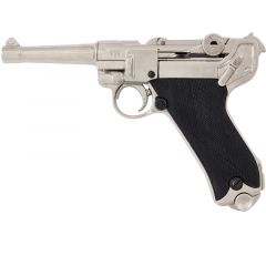 Réplica de pistola Parabellum Luger P08 de Alemania en la Guerra Mundial 1898 de 25,5 cm y 975 gr en metal y plástico negro 