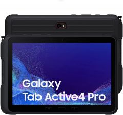 Tablet Samsung Galaxy Tab Active4 Pro (T636) Banda 5G. Color Negro. 128 GB de Memoria Interna, 6 GB de RAM. Pantalla TFT de 10.1''. Cámara trasera de 13 MP y Frontal de 8 MP. Pluma stylus incluida.