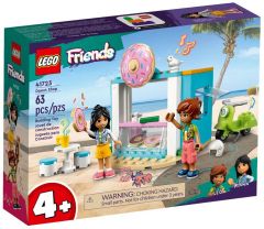 LEGO 41723 Friends Tienda de Dónuts, Cafetería de Juguete para Niñas y Niños de 4 Años o Más, Mini Muñecas Liann y Leo con Patinete, Personajes 2023