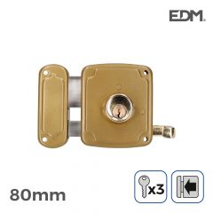 Cerradura izquierda 80mm 3 llaves incluidas edm