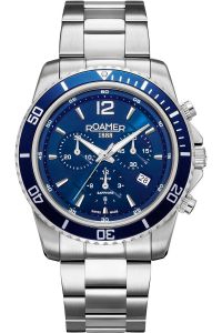 Reloj de pulsera Roamer Nautic Chrono 100 - 862837-41-45-20 correa color: Gris plata Dial Azul noche Hombre