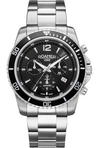Reloj de pulsera Roamer Nautic Chrono 100 - 862837-41-55-20 correa color: Gris plata Dial Negro Hombre