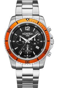 Reloj de pulsera Roamer Nautic Chrono 100 - 862837-41-65-20 correa color: Gris plata Dial Negro Hombre