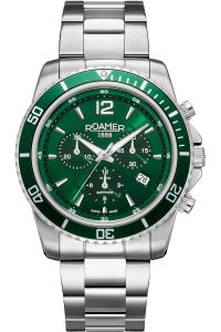 Reloj de pulsera Roamer Nautic Chrono 100 - 862837-41-75-20 correa color: Gris plata Dial Verde botella Hombre