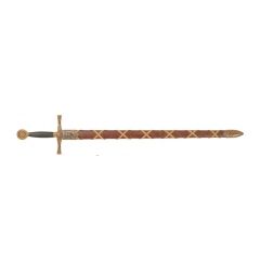 Réplica de la espada Excalibur legendaria del Rey Arturo fabricada en metal y funda de plástico forrada y extraíble. Arma decorativa sin filo