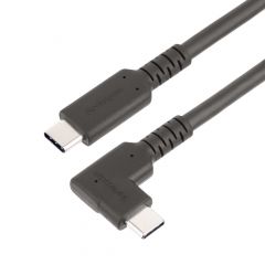 StarTech.com Cable de 50cm USB-C Resistente Acodado a la Derecha - USB 3.2 Gen 2 (10 Gbps) - Cable de Transferencia USB Tipo C - DP de Modo Alt 4K 60Hz - PD 100W - Cable de 90 Grados
