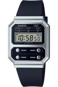 Reloj de pulsera CASIO Retro Vintage - A100WEF-1AEF correa color: Negro Dial LCD Negro Unisex
