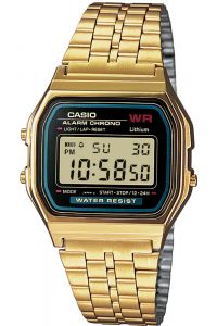 Reloj Casio A159WGEA-1EF Resina correa color: Oro Amarillo Dial LCD Digital Unisex