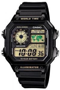 Reloj de pulsera CASIO Sports - AE-1200WH-1A correa color: Negro Dial LCD Negro Hombre