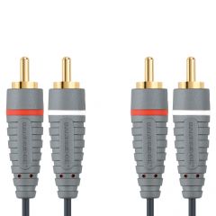 Bandridge Cable Audio Estéreo, 2 x RCA macho - 2 x RCA macho, 10 metros de largo, contactos chapados en oro de 24k