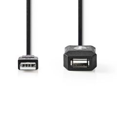 Nedis Cable Alargador Activo USB 2.0 | A Macho - A Hembra | 20 m | Negro NE550676812