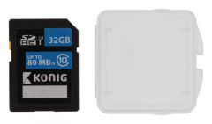 König Tarjeta de memoria SDHC Clase 10, capacidad de 32 GB, velocidad de transferencia hasta 80 Mbps