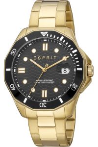 Reloj de pulsera Esprit Kale - ES1G367M0085 correa color: Oro amarillo Dial Negro Hombre