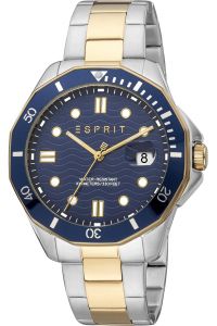 Reloj de pulsera Esprit Kale - ES1G367M0095 correa color: Gris plata Oro amarillo Dial Azul noche Hombre