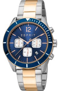 Reloj de pulsera Esprit Rob - ES1G372M0085 correa color: Gris plata Oro rosa Dial Azul noche Hombre
