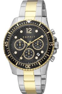 Reloj de pulsera Esprit Hudson - ES1G373M0085 correa color: Gris plata Oro amarillo Dial Negro Hombre