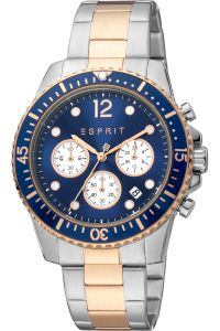 Reloj de pulsera Esprit Hudson - ES1G373M0095 correa color: Gris plata Oro rosa Dial Azul noche Hombre