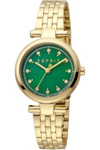 Reloj de pulsera Esprit Laila dot - ES1L281M1075 correa color: Oro amarillo Dial Mother of Pearl Verde Mujer