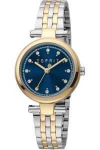 Reloj de pulsera Esprit Laila dot - ES1L281M1105 correa color: Gris plata Oro amarillo Dial Azul noche Mujer