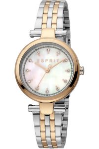 Reloj de pulsera Esprit Laila dot - ES1L281M1115 correa color: Gris plata Oro rosa Dial Mother of Pearl Blanco antiguo Mujer