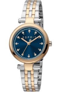 Reloj de pulsera Esprit Laila dot - ES1L281M1125 correa color: Gris plata Oro rosa Dial Azul noche Mujer