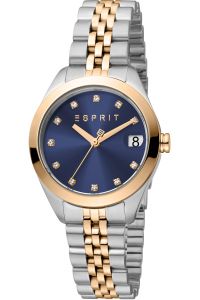 Reloj de pulsera Esprit Madison - ES1L295M0245 correa color: Gris plata Oro rosa Dial Azul noche Mujer