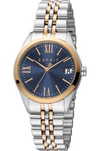 Reloj de pulsera Esprit Gina - ES1L321M0105 correa color: Gris plata Oro rosa Dial Azul noche Mujer