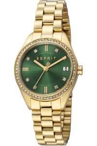 Reloj de pulsera Esprit Alia - ES1L341M0085 correa color: Oro amarillo Dial Verde botella Mujer