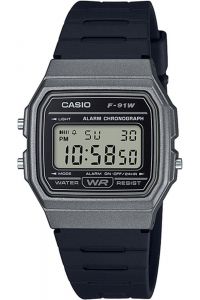 Reloj Casio F-91WM-1B Resina correa color: Negro Dial LCD Digital Unisex
