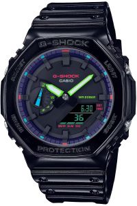 Reloj de pulsera CASIO G-Shock - GA-2100RGB-1AER correa color: Negro Dial Negro Hombre