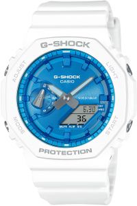 Reloj de pulsera CASIO G-Shock - GA-2100WS-7AER correa color: Blanco Dial Azul luminoso Hombre