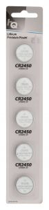 HQ Blíster de 5 pilas de botón CR2450 de litio de 3V, alta duración, para amplia variedad de dispositivos