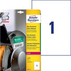 Avery España L7917-10 - Pack de 10 hojas de etiquetas de seguridad, 210 x 297 mm, color blanco