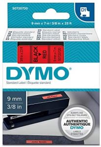 DYMO D1 - Etiquetas estándar - Negro sobre rojo - 9mm x 7m
