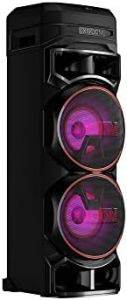LG XBOOM RNC9, Altavoz de Gran Potencia, Bluetooth, USB, Funciones DJ, Karaoke, Iluminación LED Multicolor, Amplia Conectividad, 4 Altavoces, Color Negro