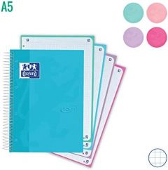 Oxford cuaderno ebook 4 touch espiral microperforado a5+ 120h 5x5mm t/extradura c/surtidos pastel