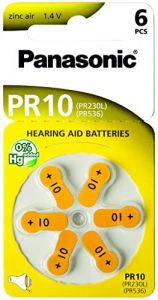 'Hearing Aid' Baterías PR10 Panasonic Zinc Aire x 6