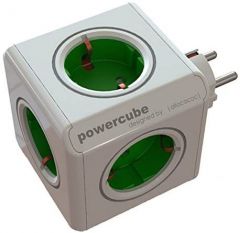 Allocacoc PowerCube Original base múltiple 5 salidas AC Interior Verde, Blanco