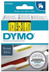 DYMO D1 - Etiquetas estándar - Negro sobre amarillo - 19mm x 7m