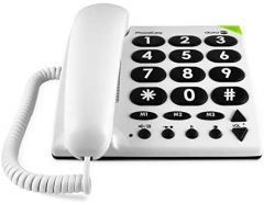 Doro PhoneEasy 311c Teléfono Fijo con Cable para Personas Mayores con Teclas Grandes, Marcación Rápida y Compatible con Audífonos (Blanco) [Versión Española]
