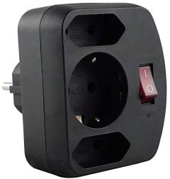 REV combi adapter, 2+1 fold adaptador e inversor de corriente 3500 W Negro