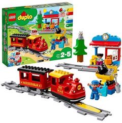 LEGO 10874 Duplo Tren de Vapor de Juguete para Niños y Niñas de 2 a 5 años con Luz y Sonido, Set con 16 Vías para Trenes y Figuras Educativas para Bebés, Idea de Regalo Infantil