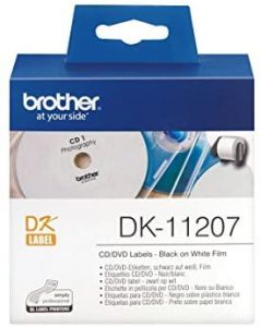 Brother DK-11207 - Etiquetas CD/DVD, color negro y blanco